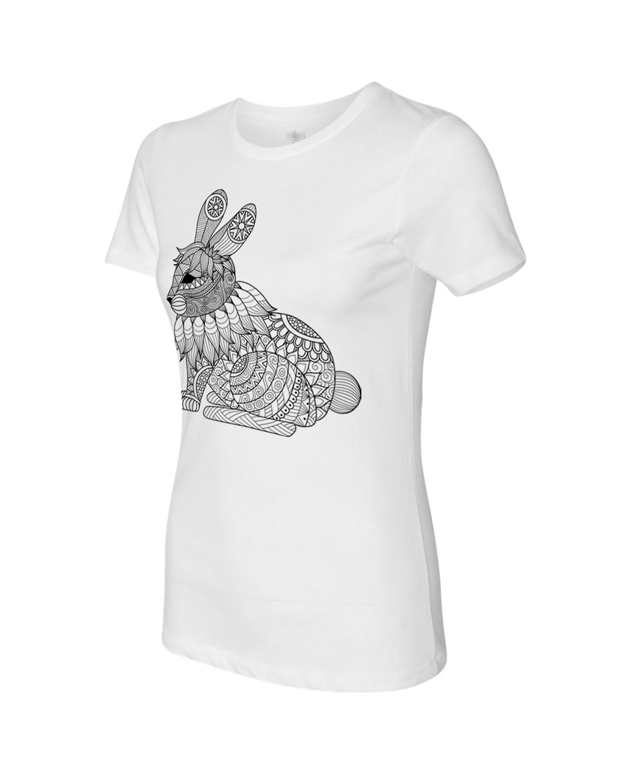 Women's  Coloring Bunny White T Shirt - Adorned By You