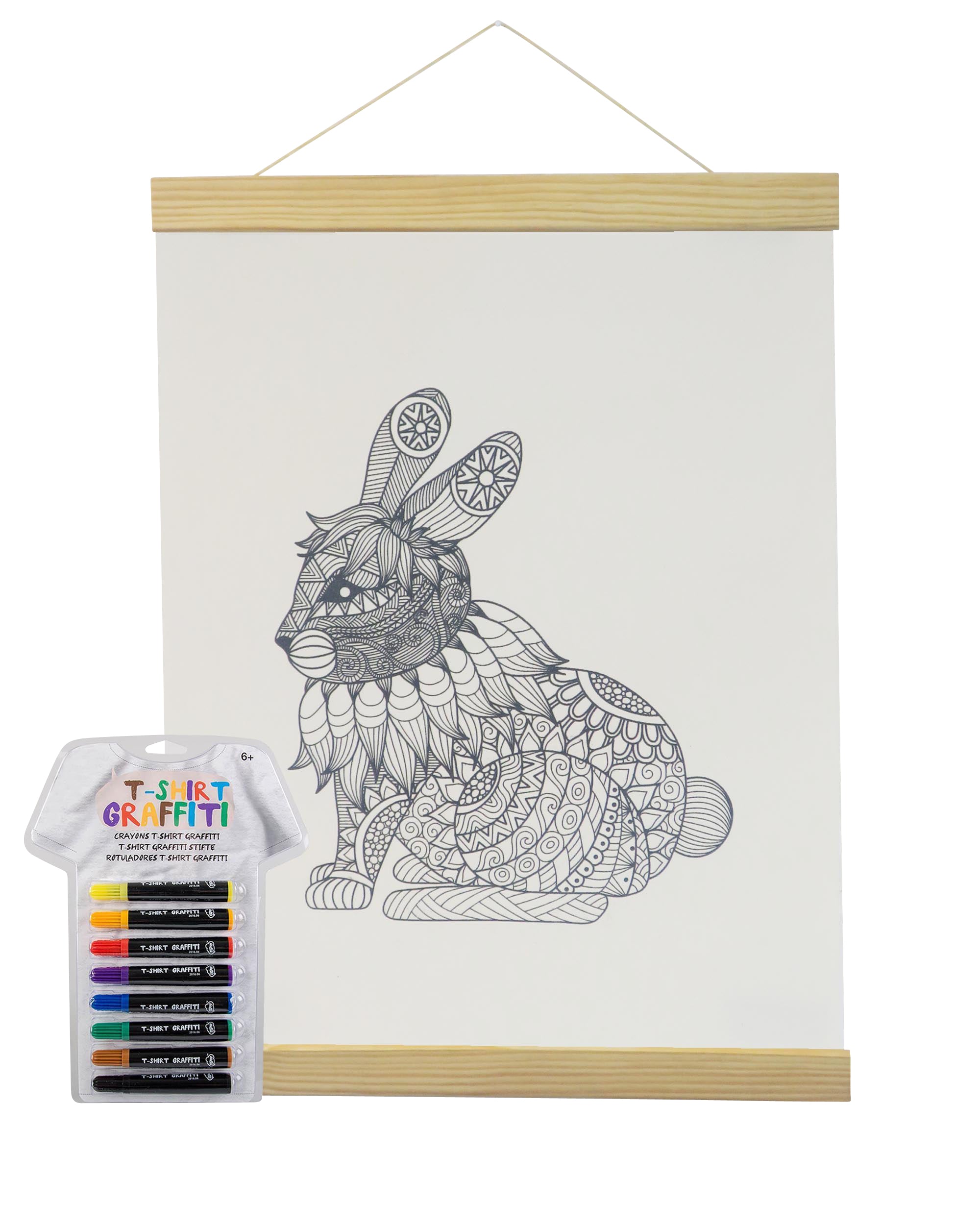 Bunny Coloring White Canvas Banner With Fabric Markers-Adorned By You