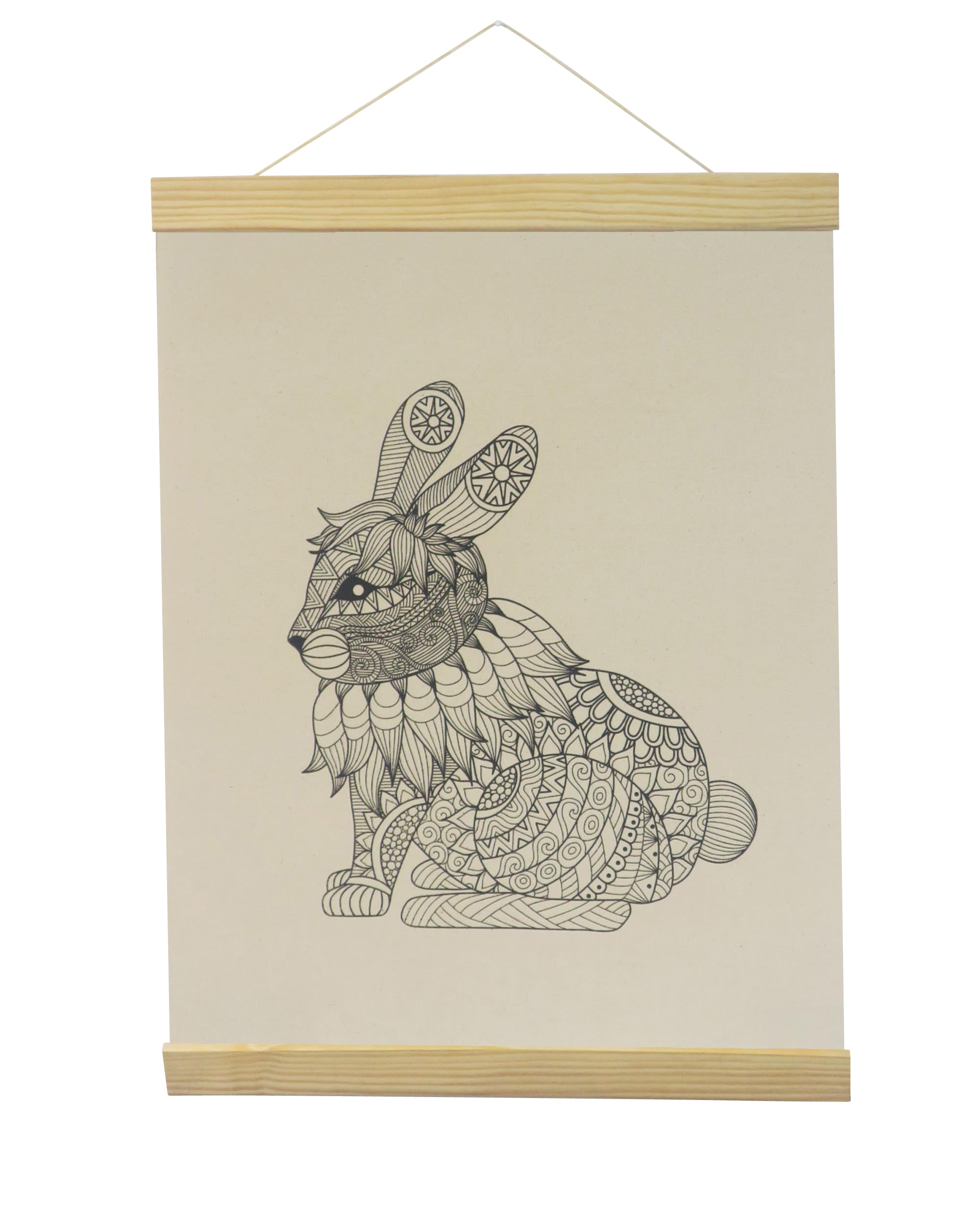 Bunny Coloring Natural Canvas Banner -Adorned By You