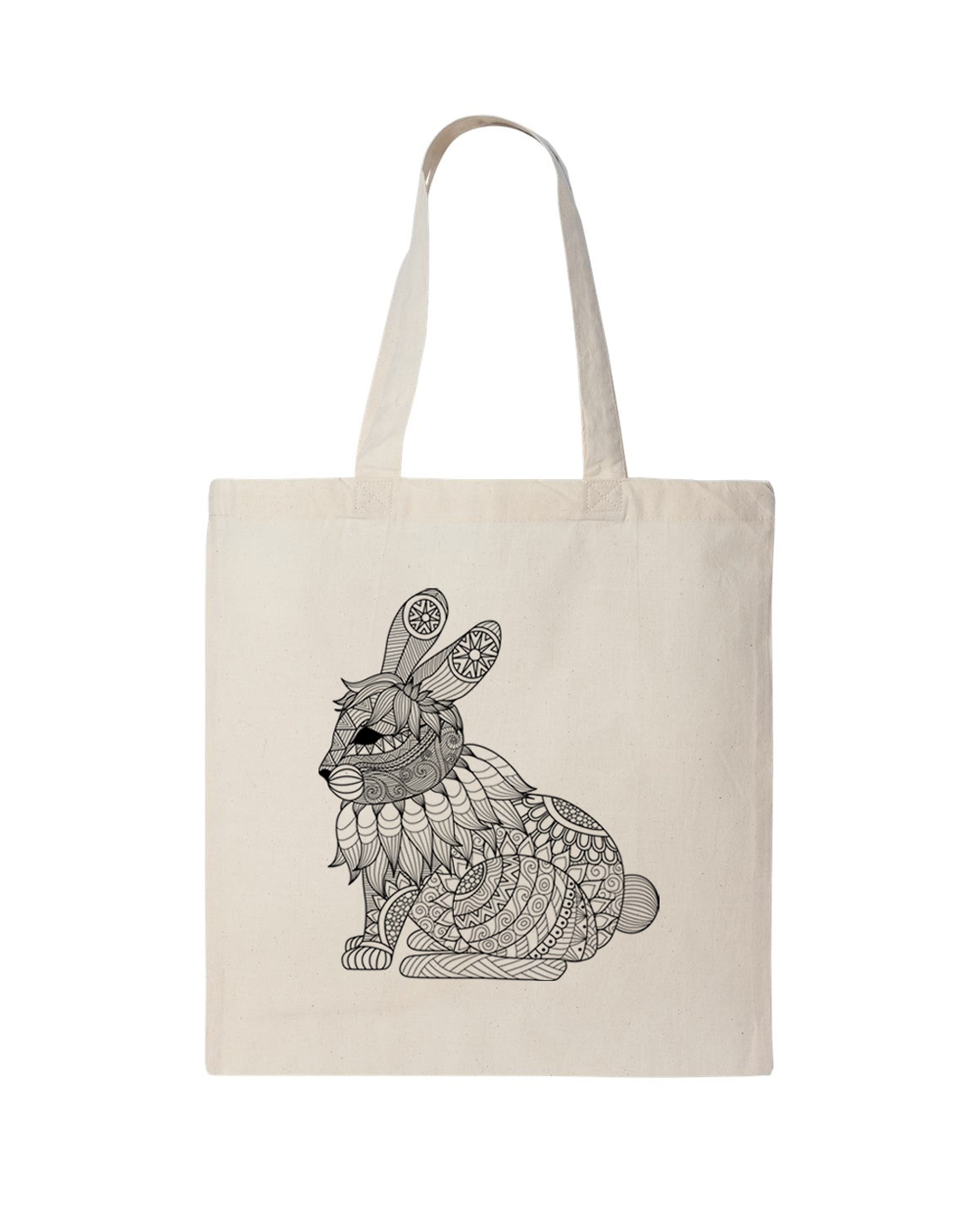 Bunny Coloring Natural Canvas Tote Bag - Adorned By You