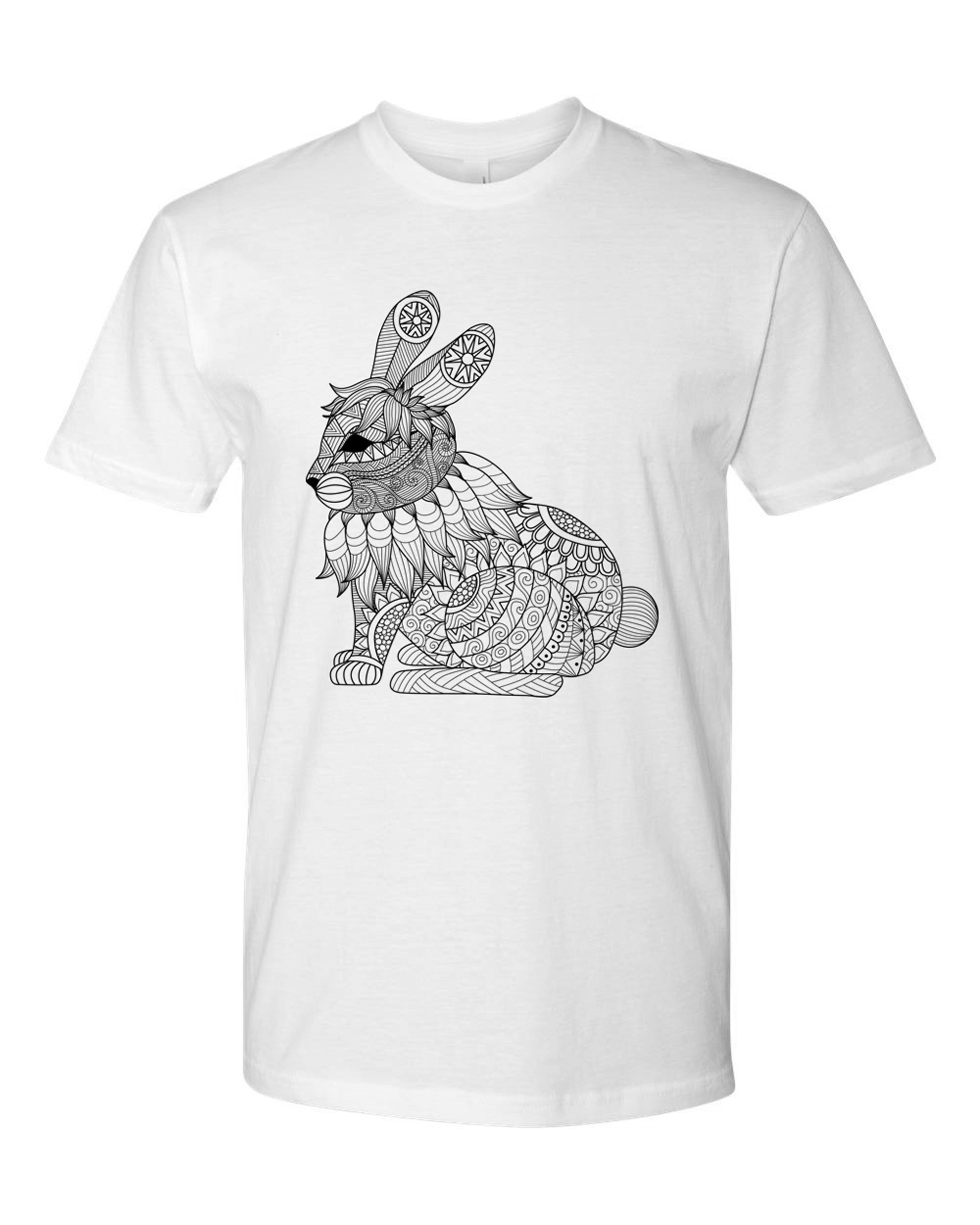 Men’s Coloring Bunny White T Shirt - Adorned By You