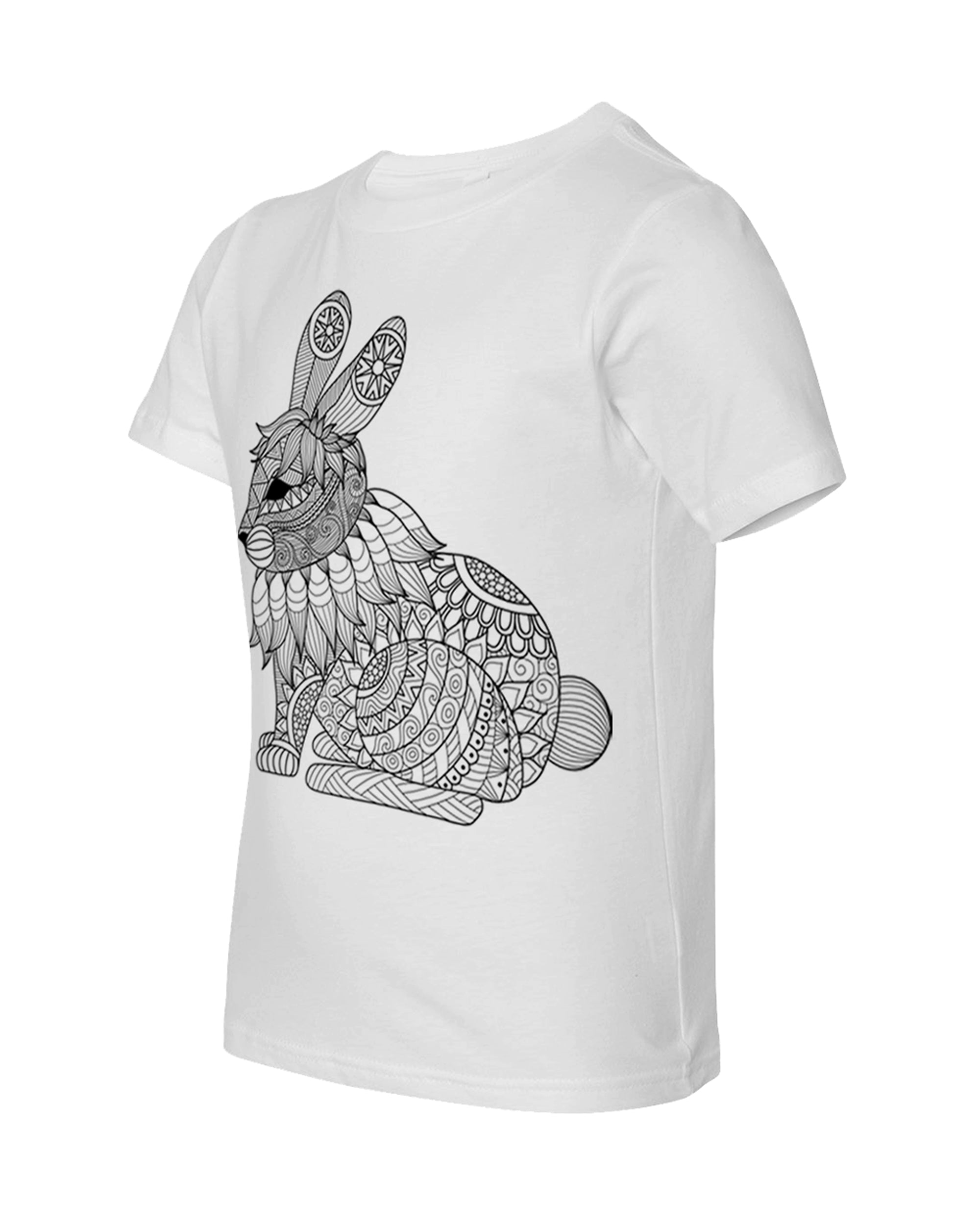 Kid's Coloring Bunny White T Shirt - Adorned By You