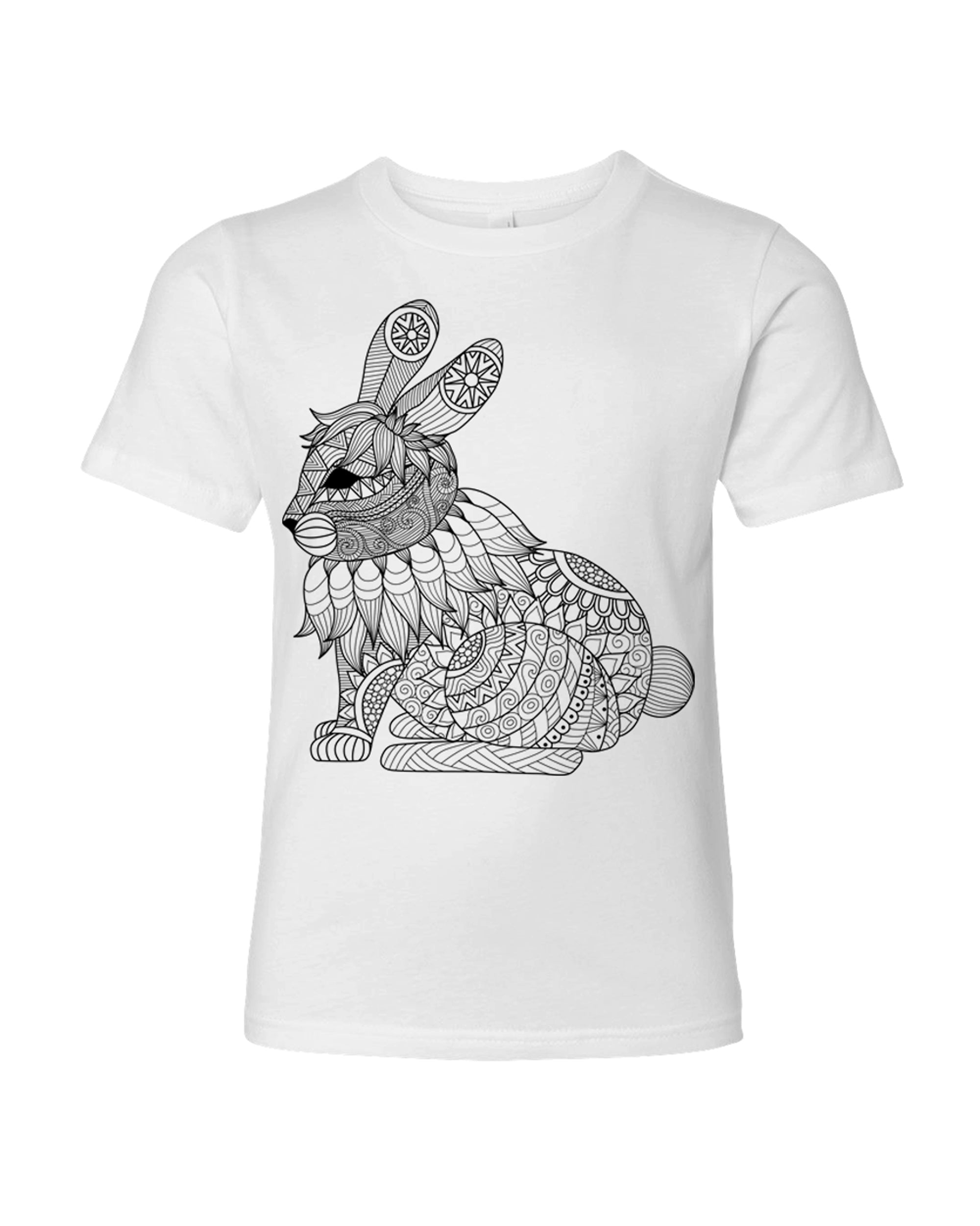 Kid's Coloring Bunny White T Shirt - Adorned By You