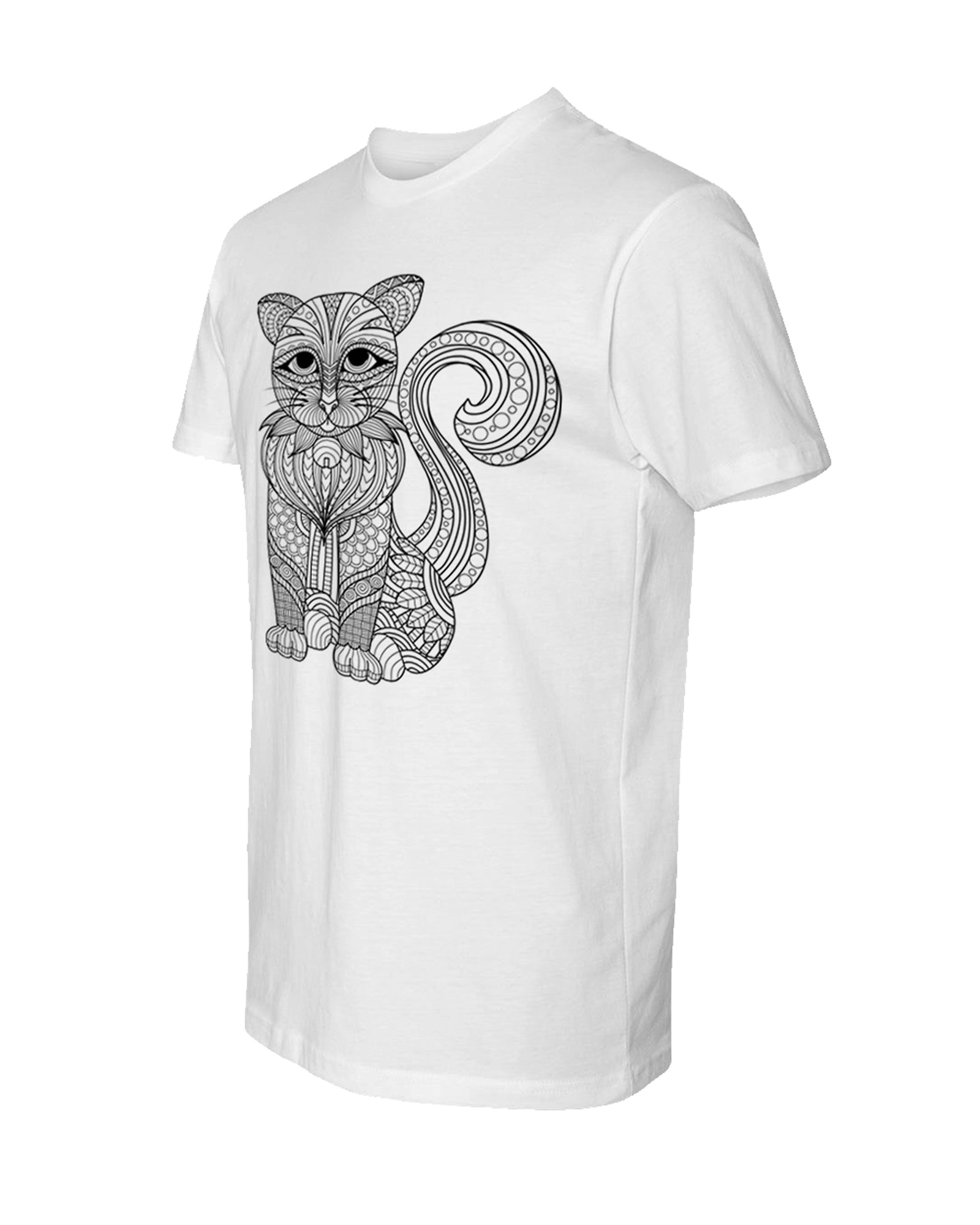 Men's Coloring Cat White T Shirt - Adorned By You