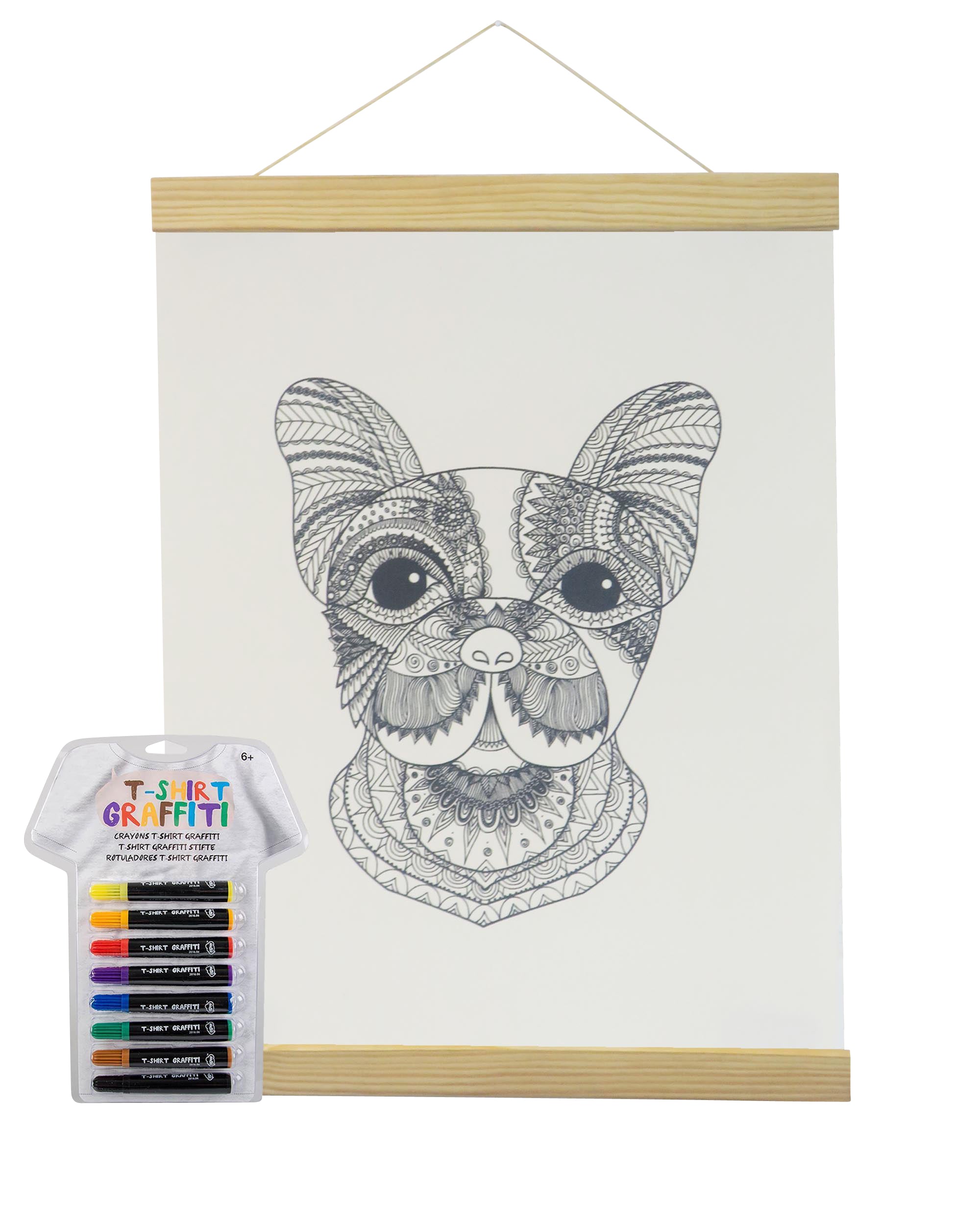 Dog Coloring White Canvas Banner With Fabric Markers-Adorned By You