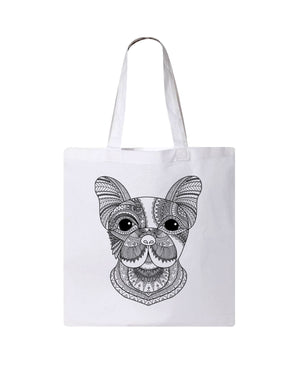 Dog Coloring White Canvas Tote Bag - Adorned By You