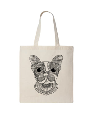 Dog Coloring Natural Canvas Tote Bag - Adorned By You