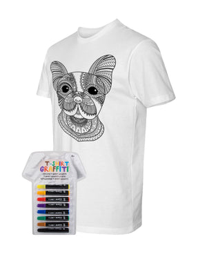 Men’s Coloring Dog White T Shirt With Fabric Markers - Adorned By You