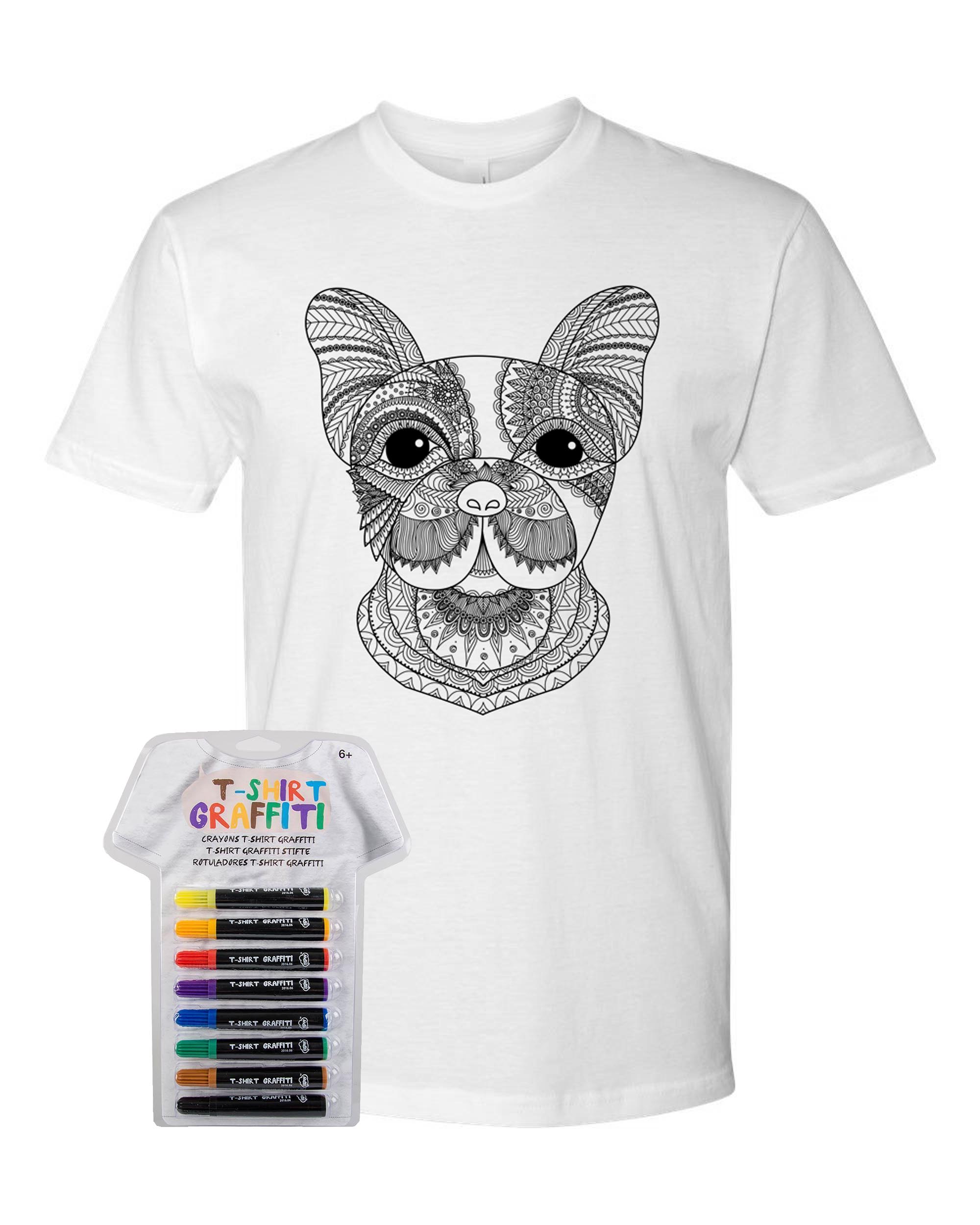 Men’s Coloring Dog White T Shirt With Fabric Markers - Adorned By You