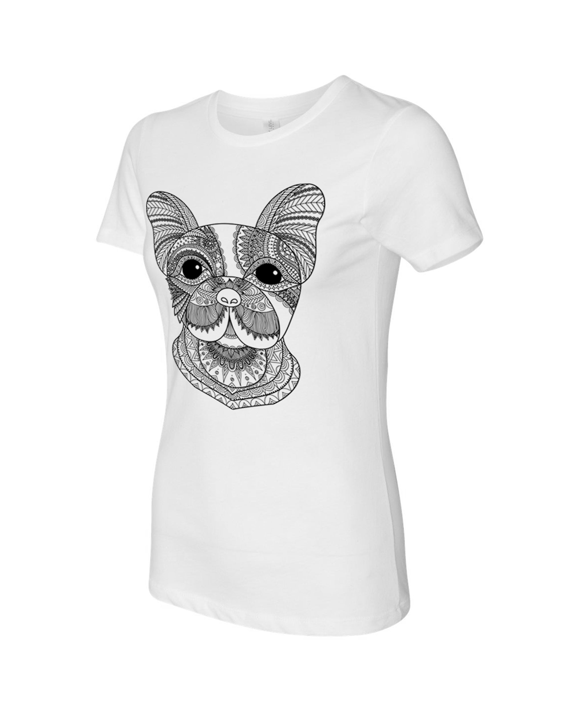 Women's Coloring Dog White T Shirt - Adorned By You