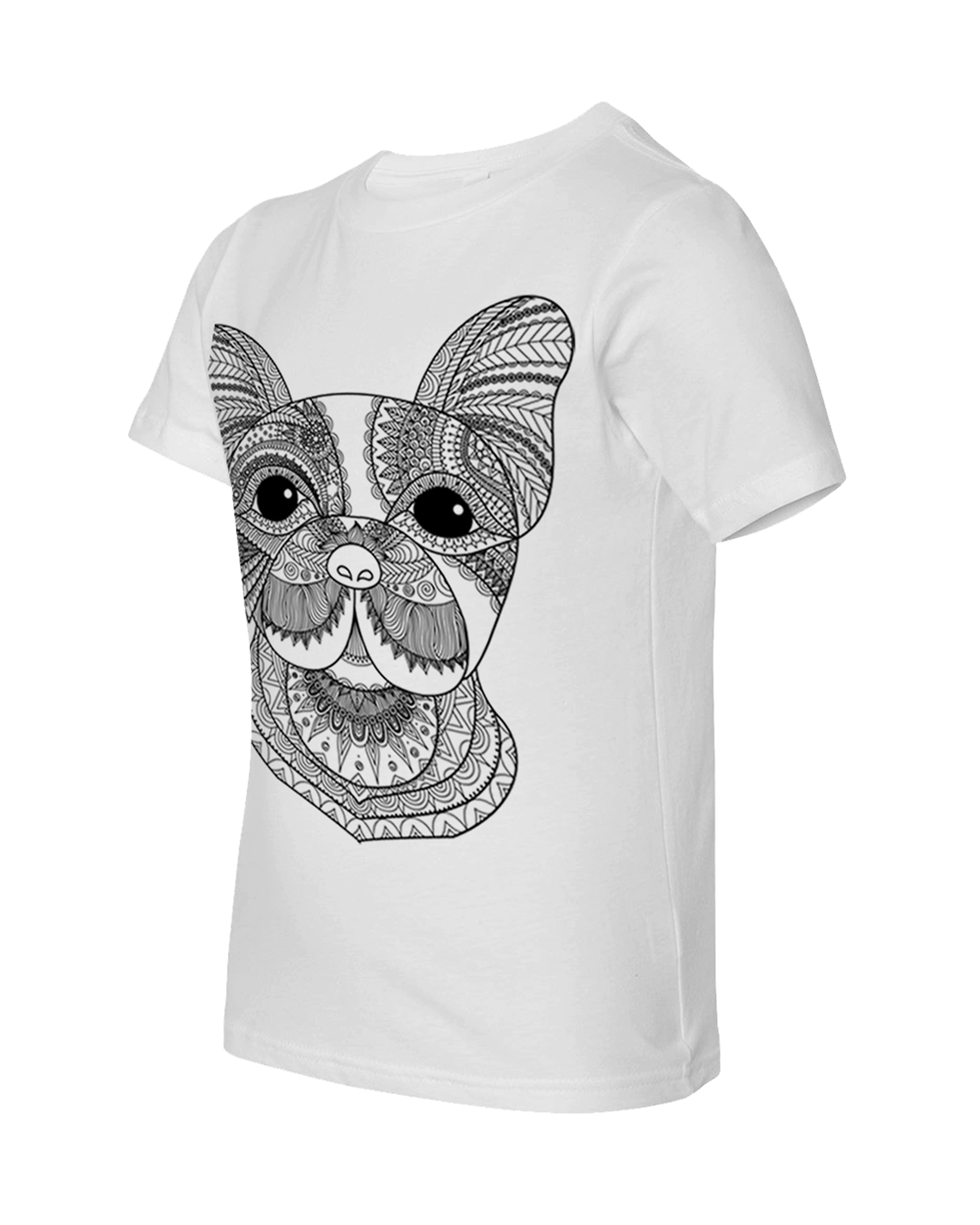 Kid's Coloring Dog White T Shirt - Adorned By You