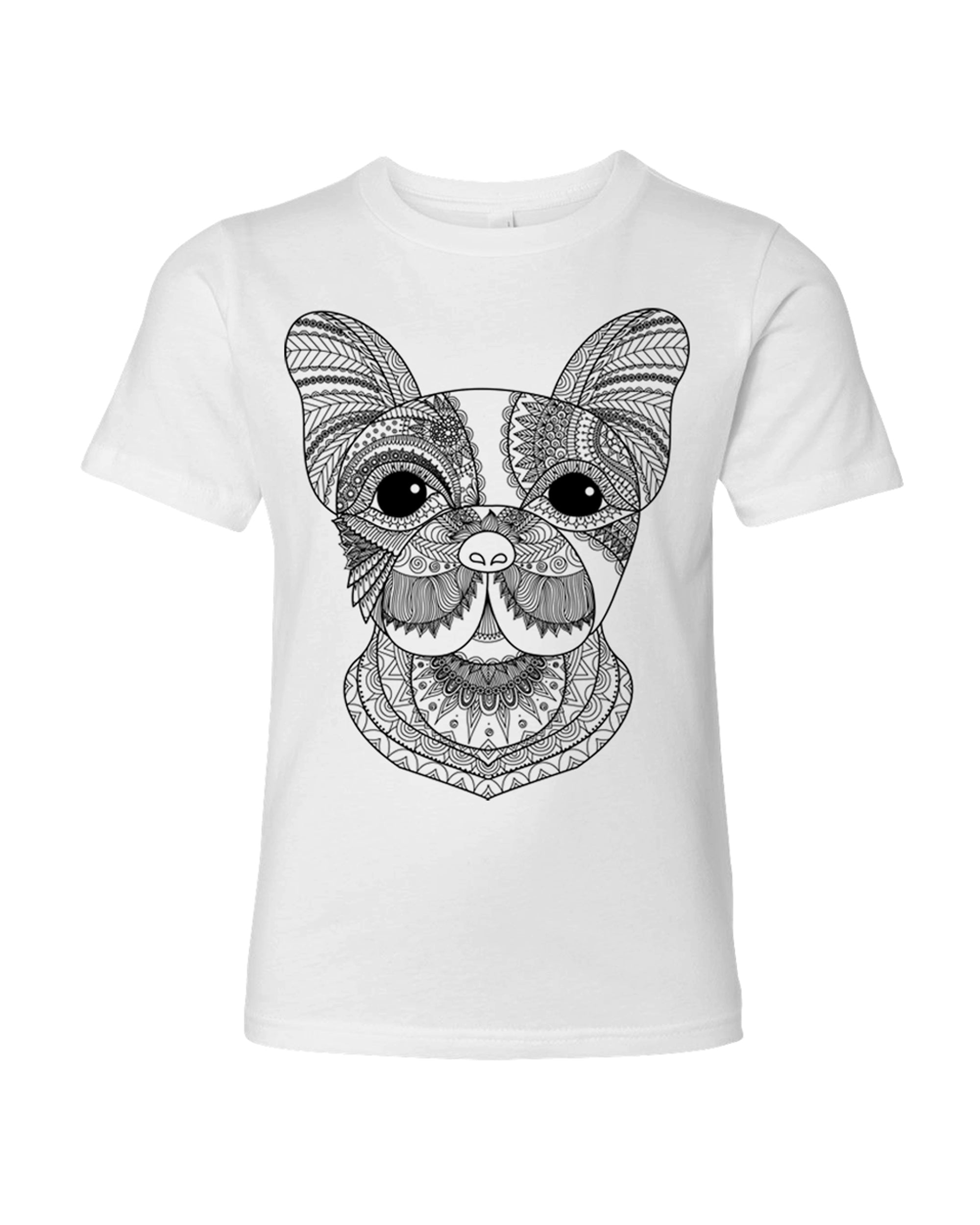 Kid's Coloring Dog White T Shirt - Adorned By You