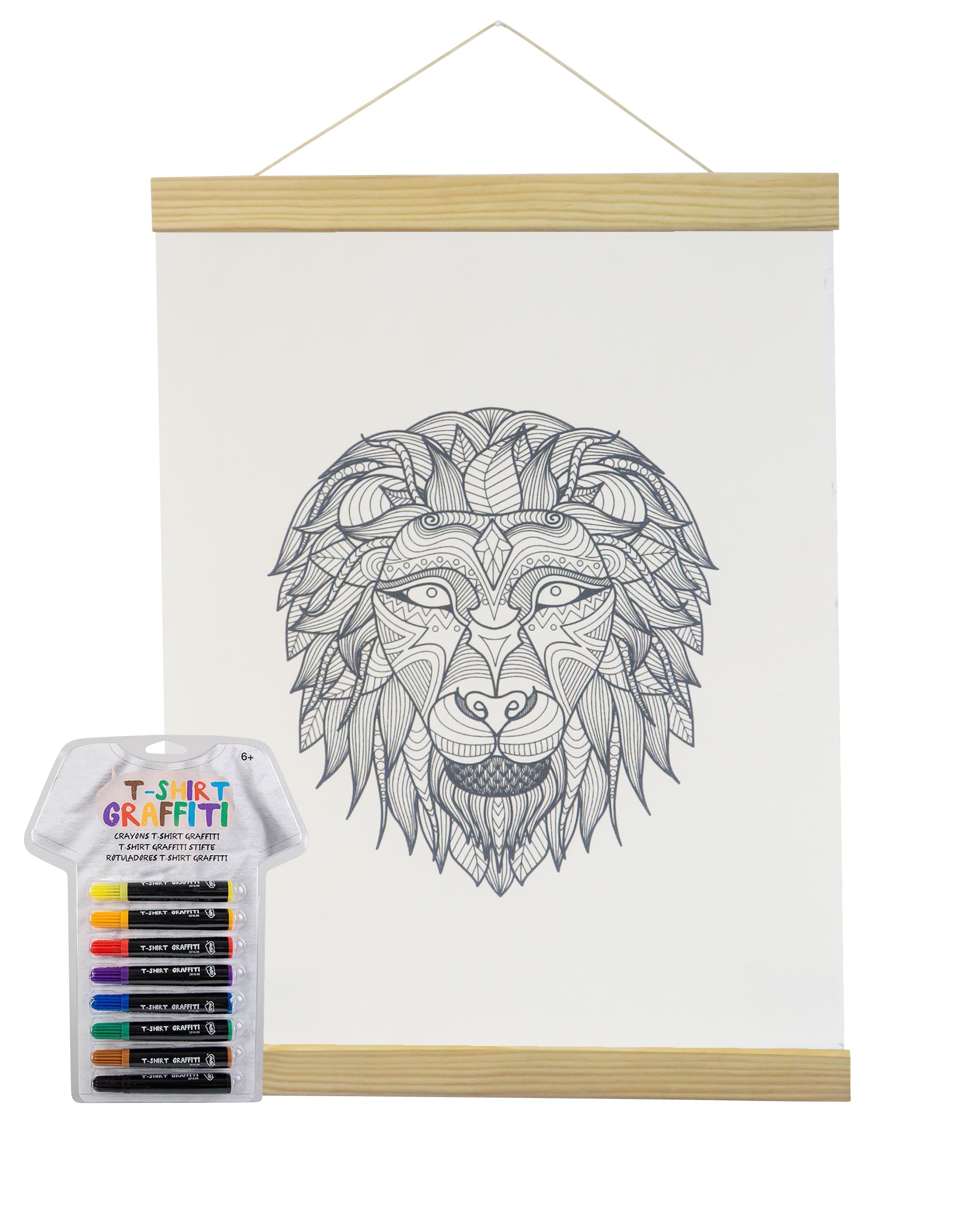 Lion Coloring White Canvas Banner With Fabric Markers-Adorned By You