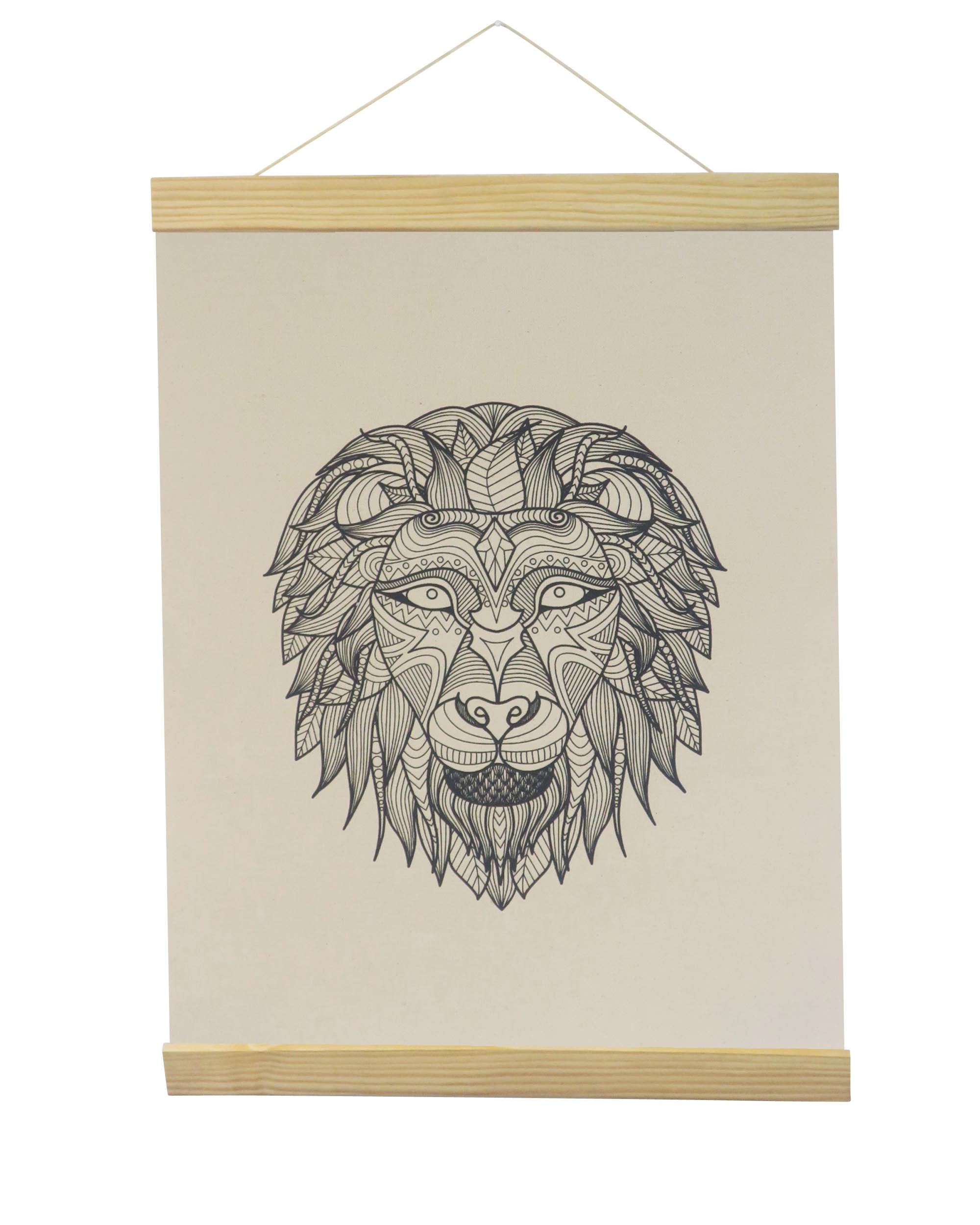 Lion Coloring Natural Canvas Banner-Adorned By You
