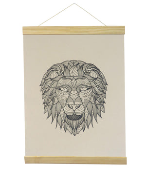 Lion Coloring Natural Canvas Banner-Adorned By You