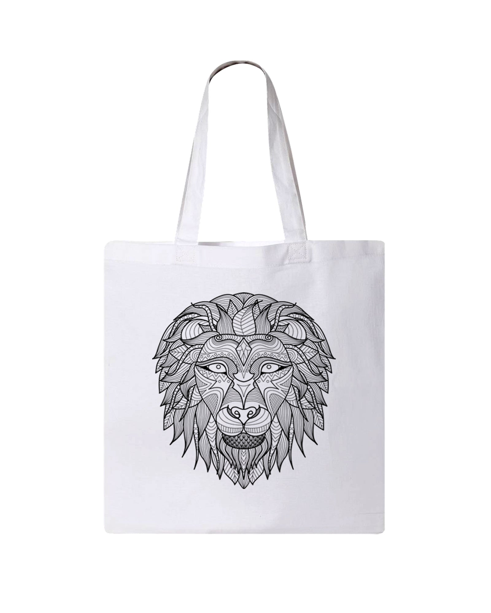 Lion Coloring White Canvas Tote Bag - Adorned By You
