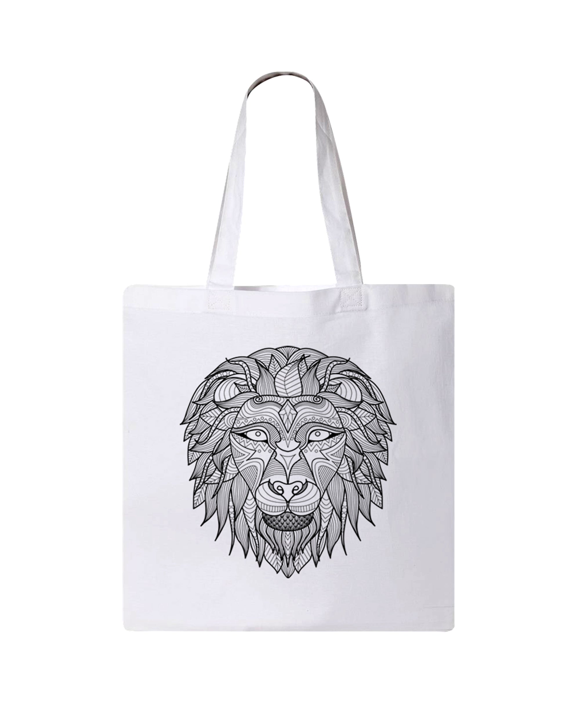 Lion Coloring White Canvas Tote Bag - Adorned By You