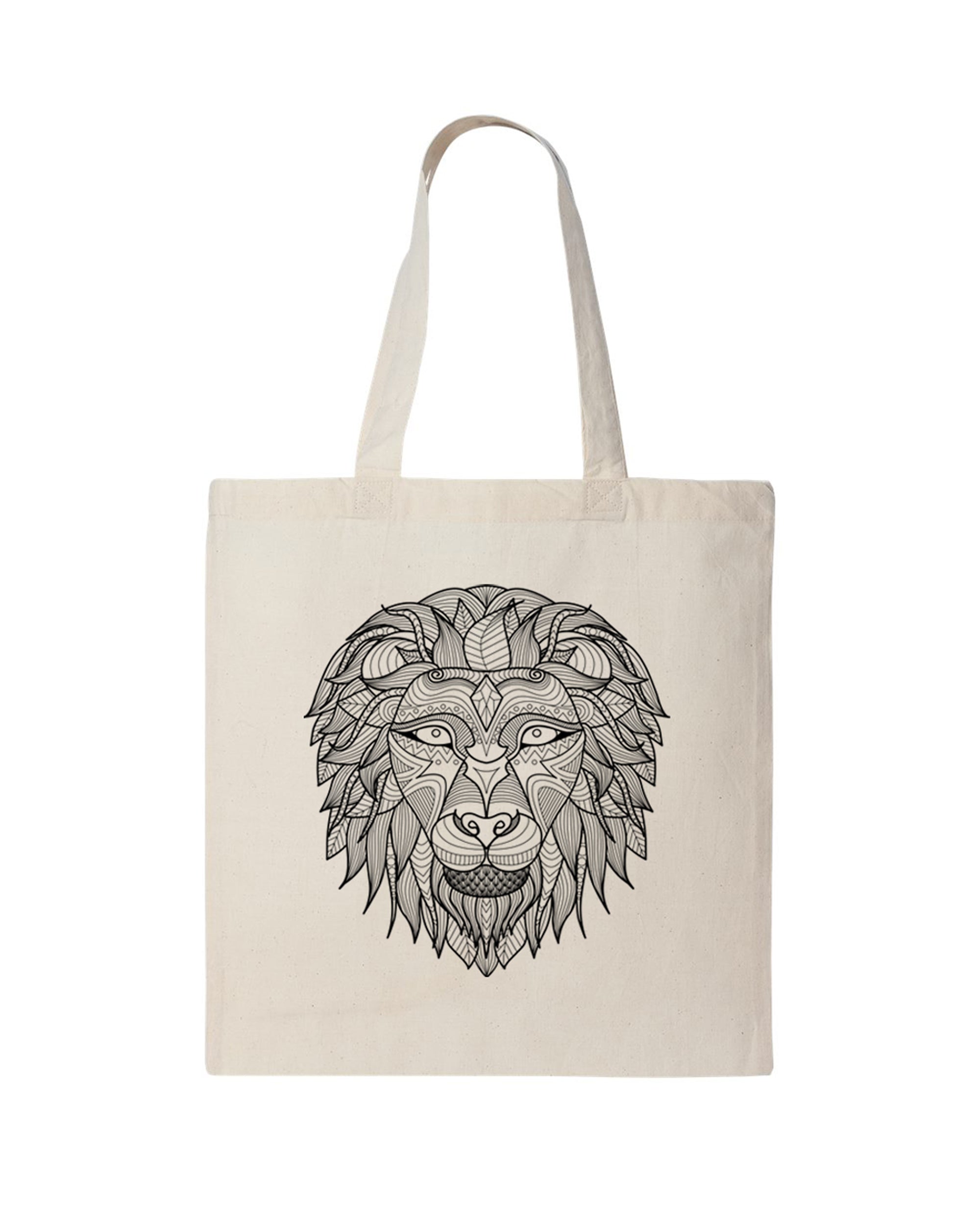 Lion Coloring Natural Canvas Tote Bag - Adorned By You