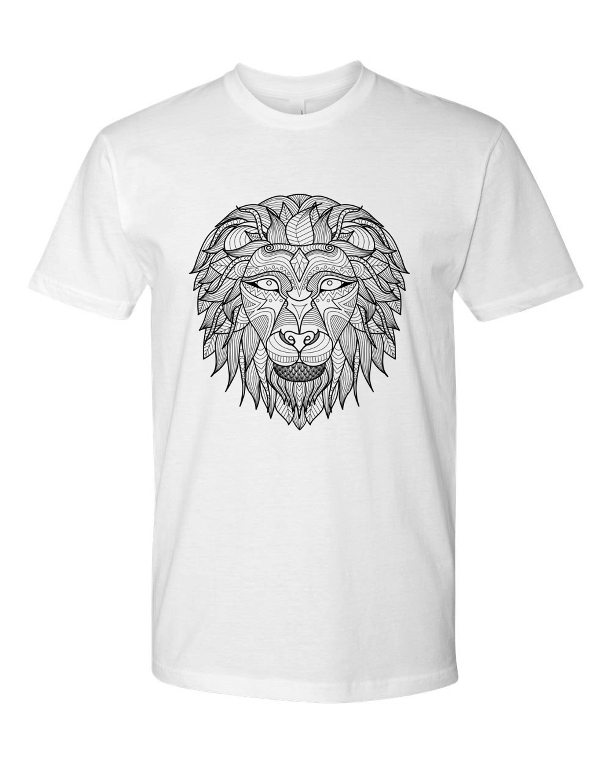 Men's Coloring Lion White T Shirt - Adorned By You