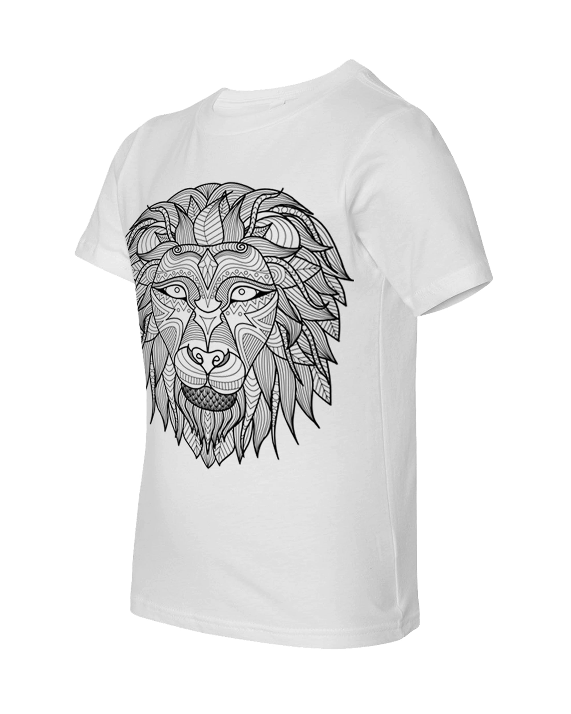 Kid's Coloring Lion White T Shirt - Adorned By You