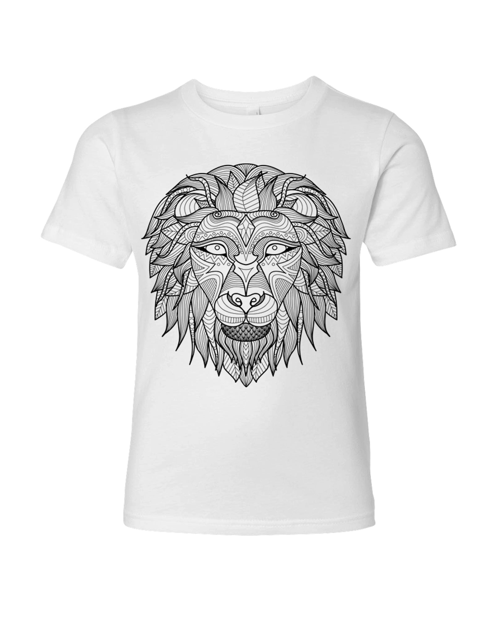 Kid's Coloring Lion White T Shirt - Adorned By You