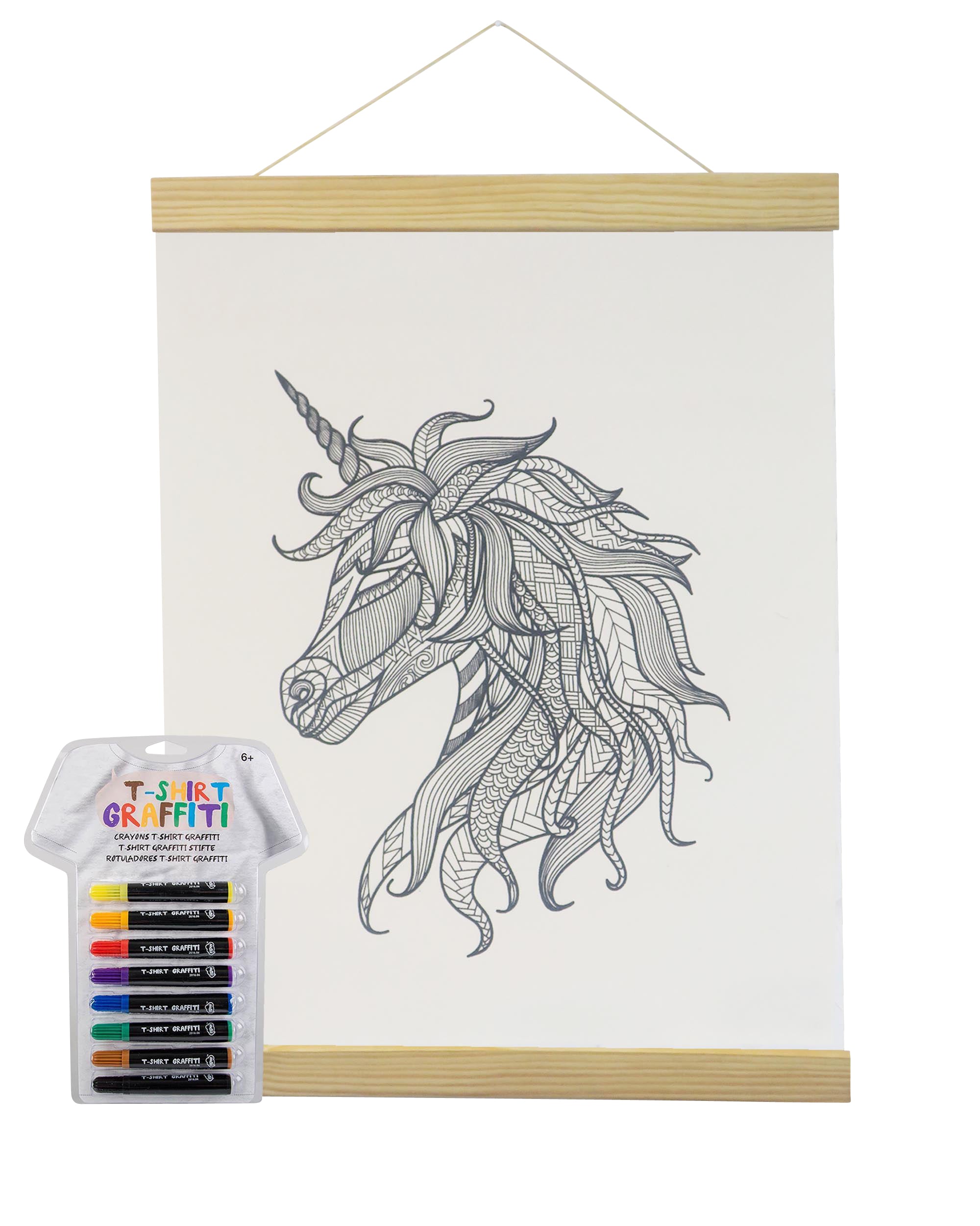 Unicorn Coloring White Canvas Banner With Fabric Markers-Adorned By You