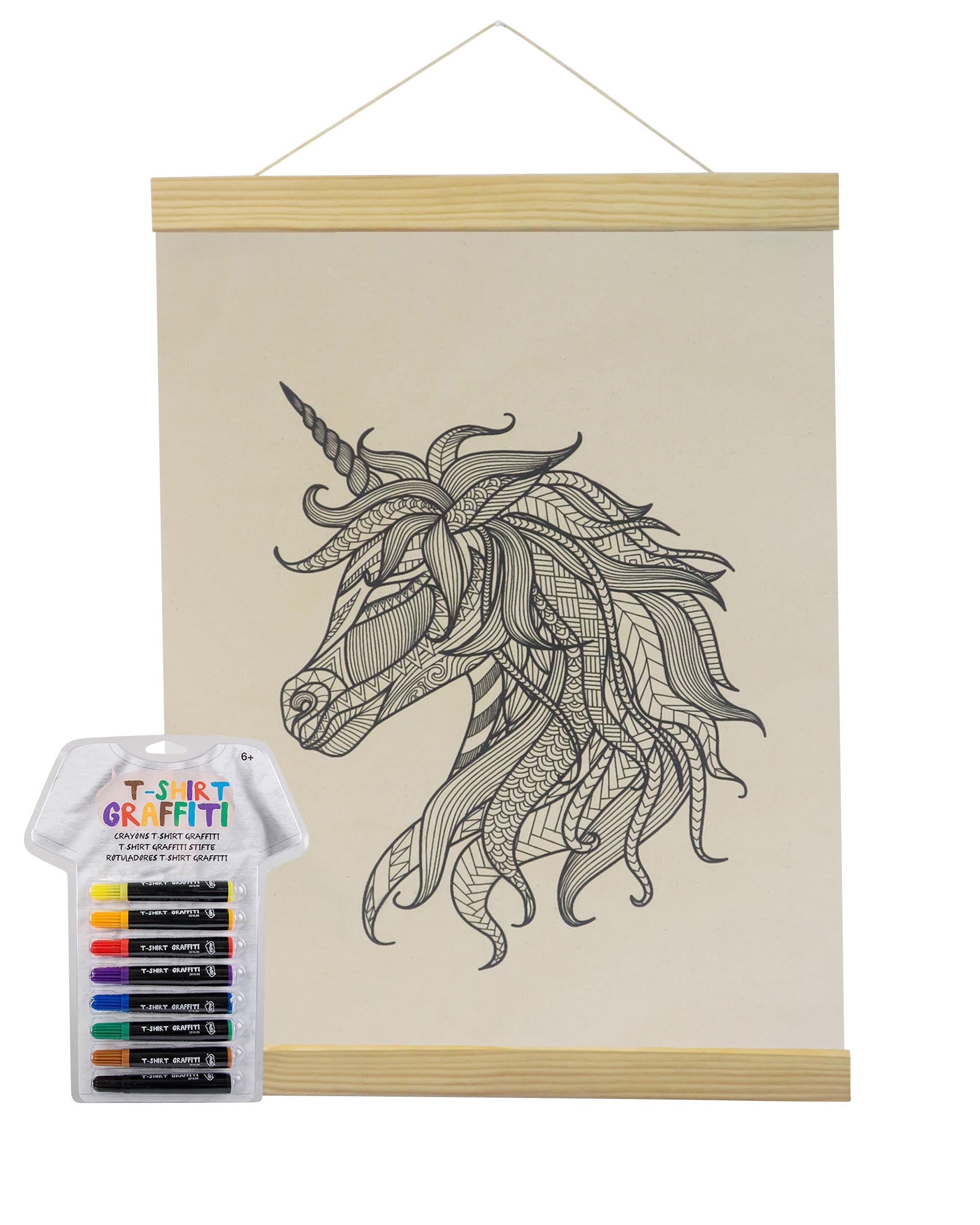 Unicorn Coloring Natural Canvas Banner With Fabric MarkersAdorned By You