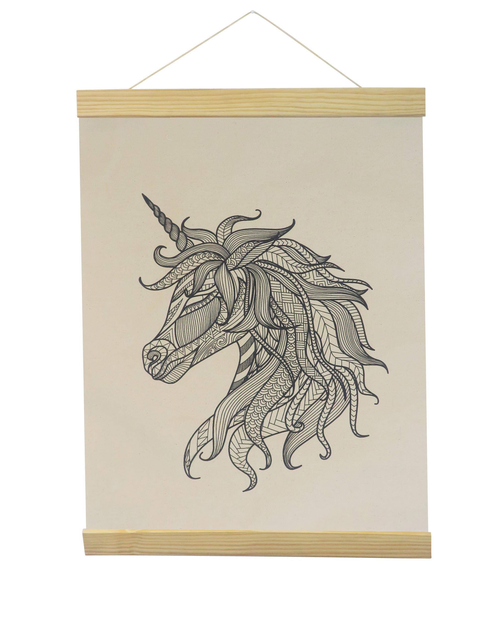 Unicorn Coloring Natural Canvas Banner-Adorned By You