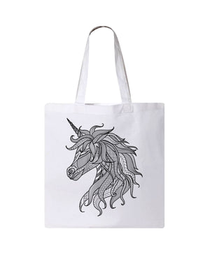 Unicorn Coloring White Canvas Tote Bag - Adorned By You