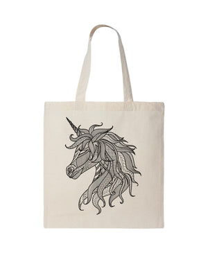 Unicorn Coloring Natural Canvas Tote Bag - Adorned By You
