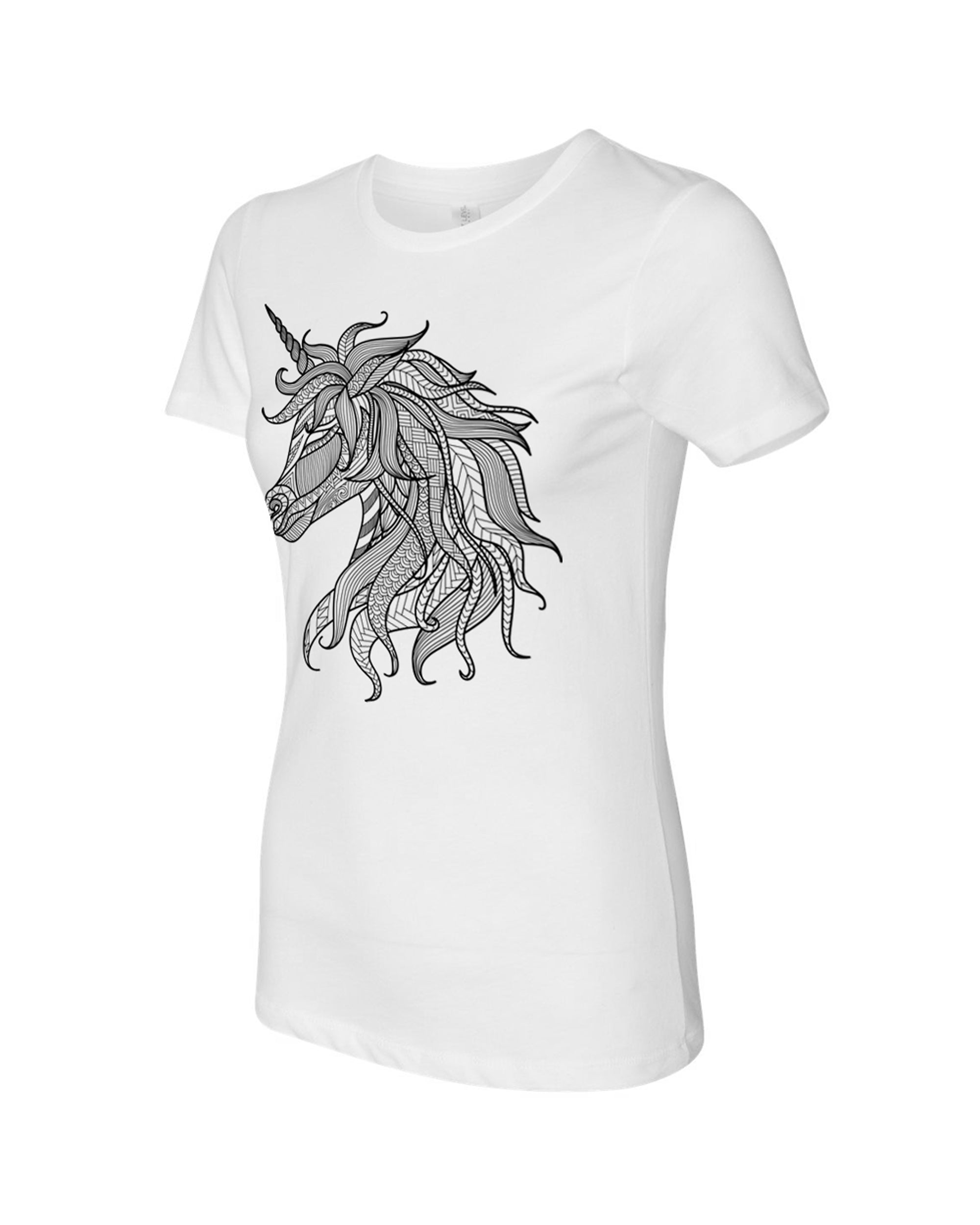 Women's Coloring Unicorn White T Shirt - Adorned By You