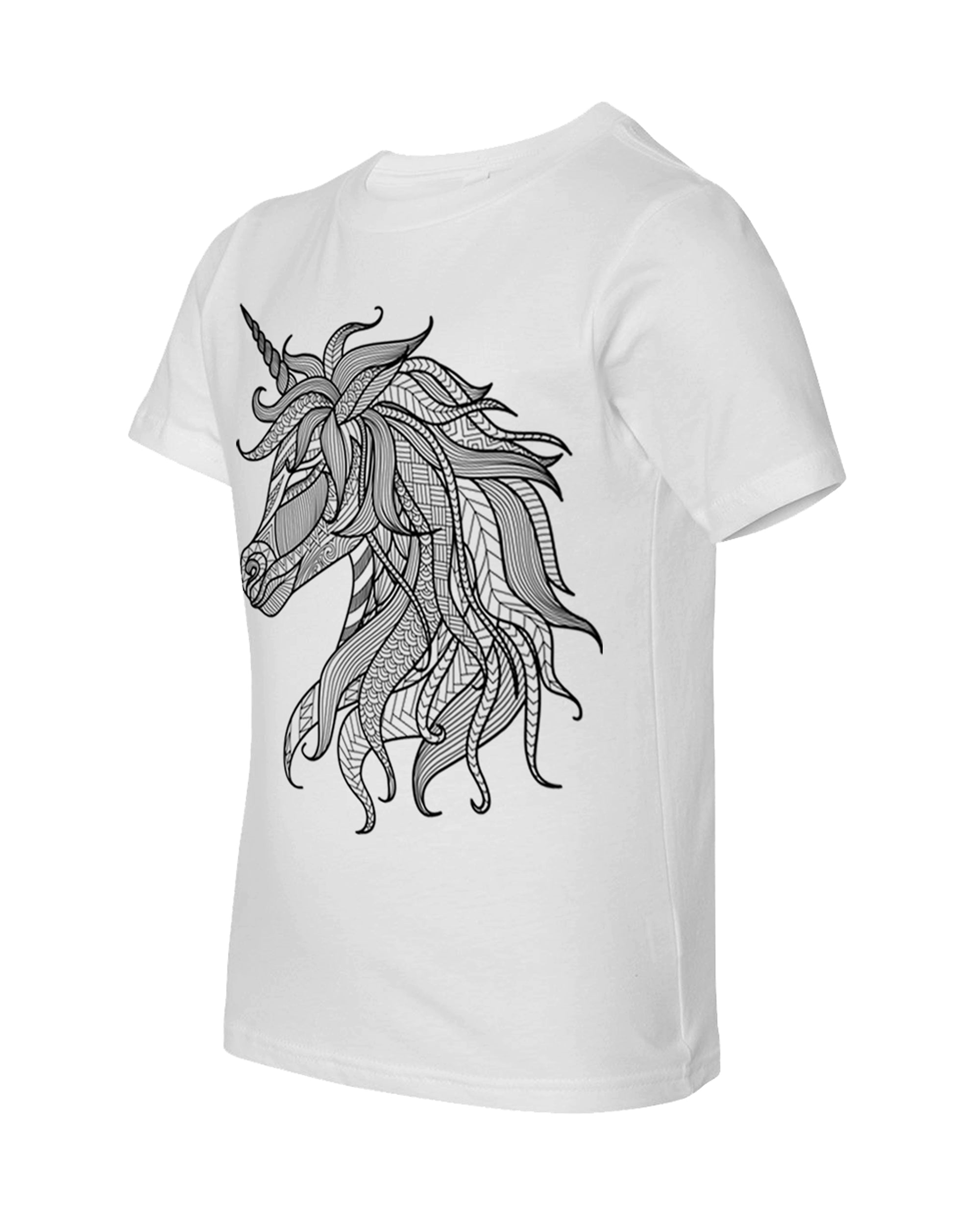 Kid's Coloring Unicorn White T Shirt - Adorned By You