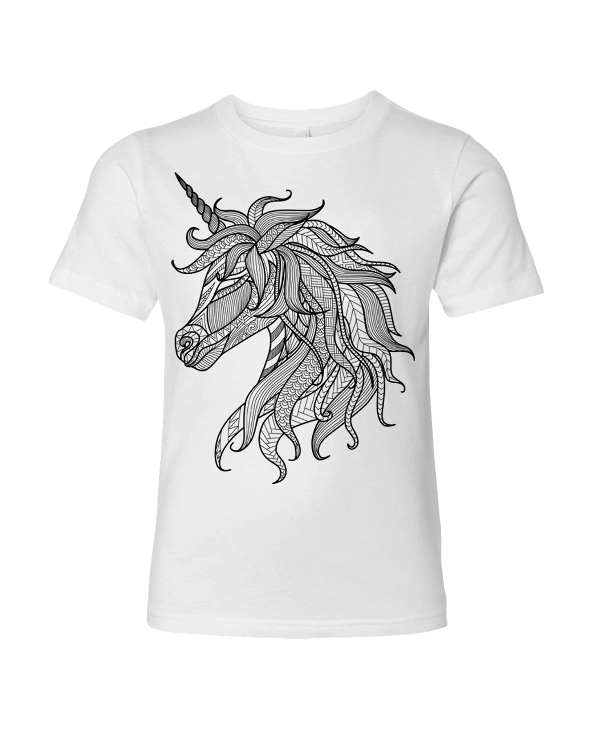 Kid's Coloring Unicorn White T Shirt - Adorned By You