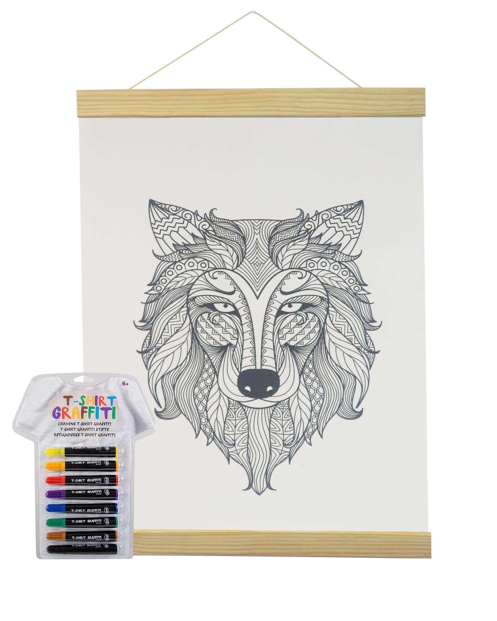 Wolf Coloring White Canvas Banner -Adorned By You