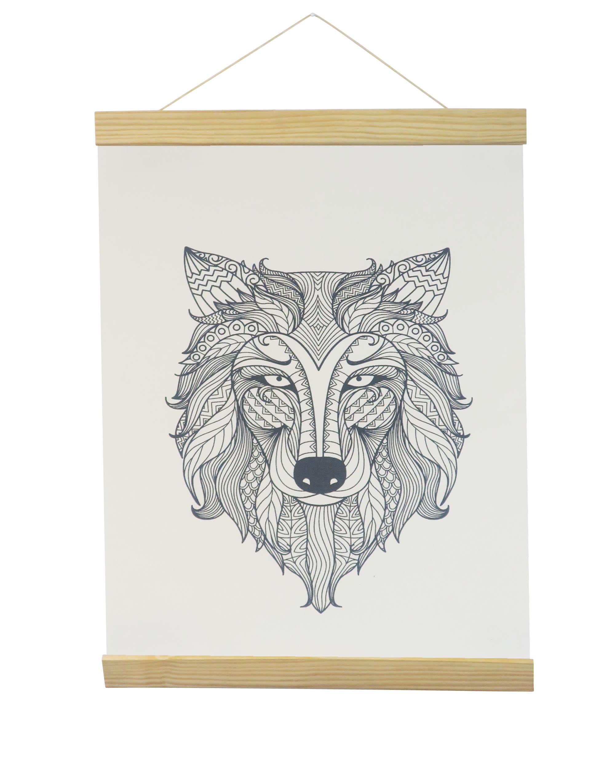 Wolf Coloring White Canvas Banner -Adorned By You