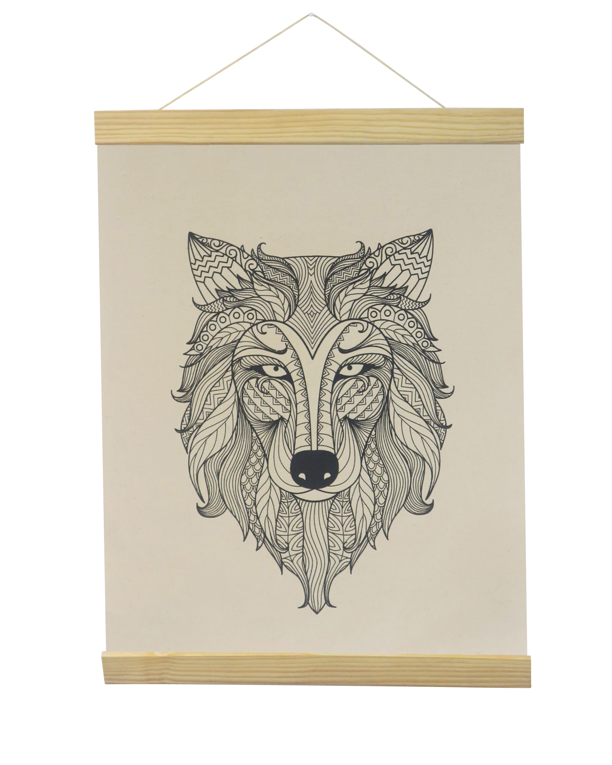 Wolf Coloring Natural Canvas Banner-Adorned By You