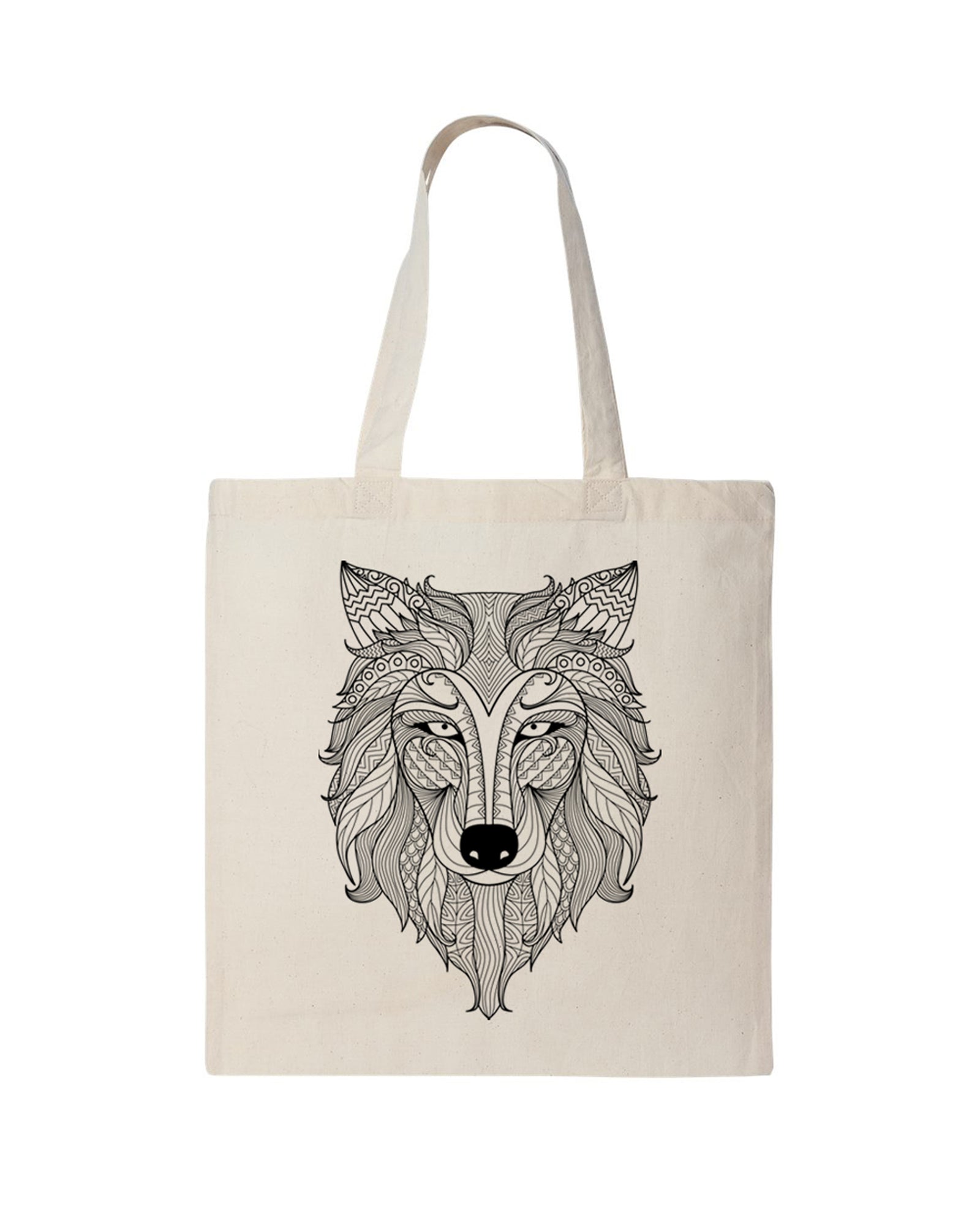 Wolf Coloring White Canvas Tote Bag - Adorned By You