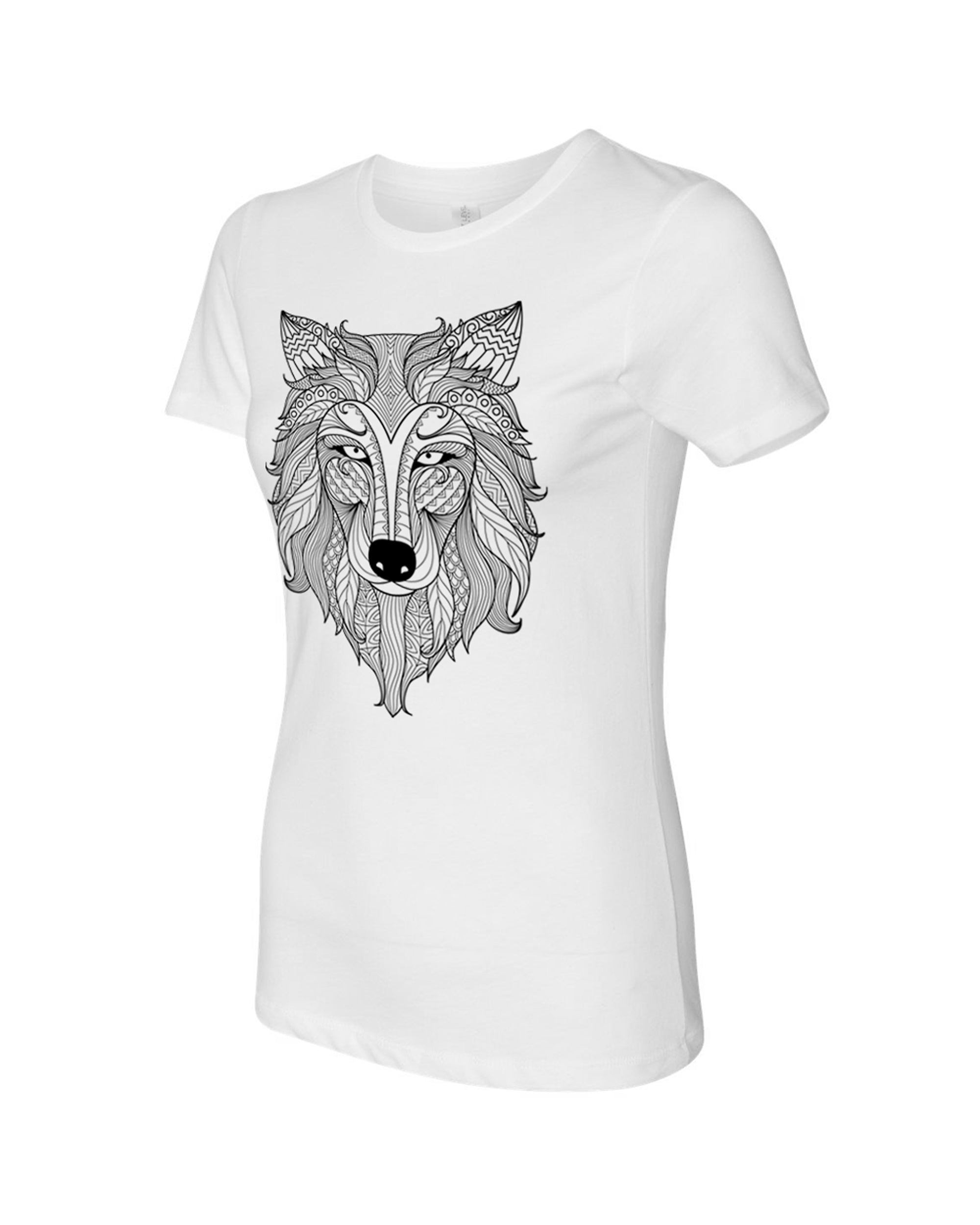 white Wolf Coloring women's Tee-Adorned By You